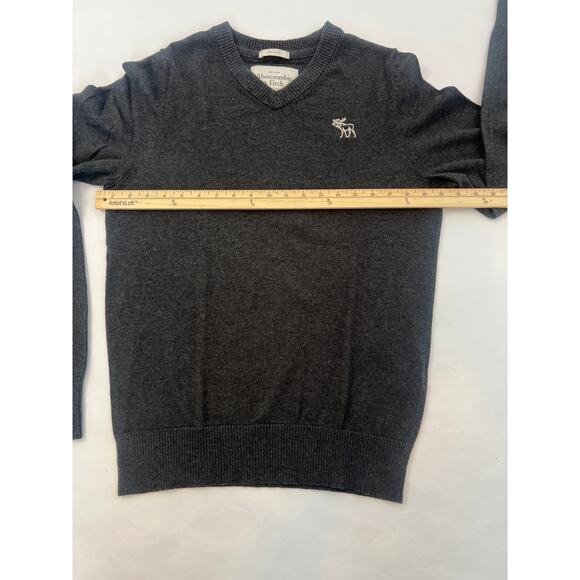 ABERCROMBIE & FITCH COTTON CASHMERE BLEND V-NECK MUSCLE GRAY SIZE XL - Picture 3 of 9